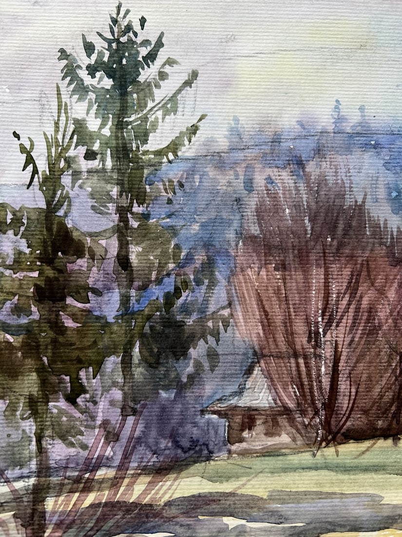 Watercolor painting A village in the mountains V. Mishurovsky - 2