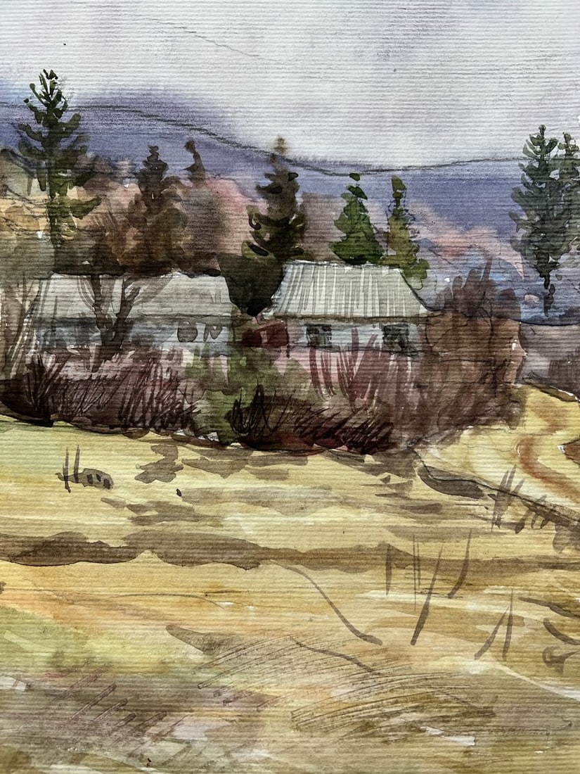 Watercolor painting A village in the mountains V. Mishurovsky - 7