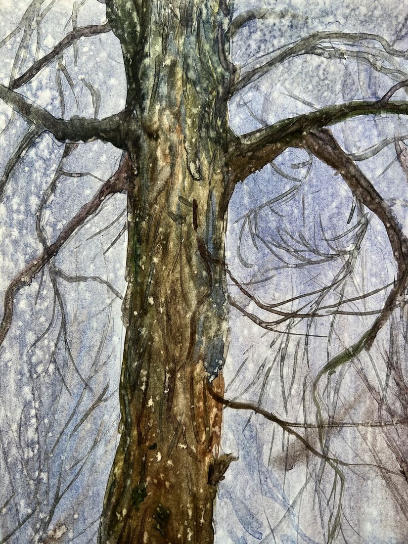 Watercolor painting It was snowing quietly V. Mishurovsky - 2