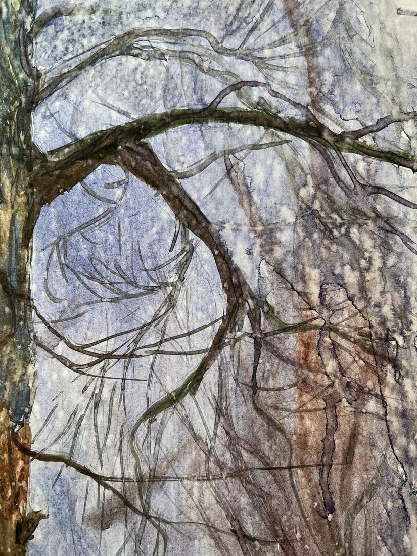 Watercolor painting It was snowing quietly V. Mishurovsky - 3