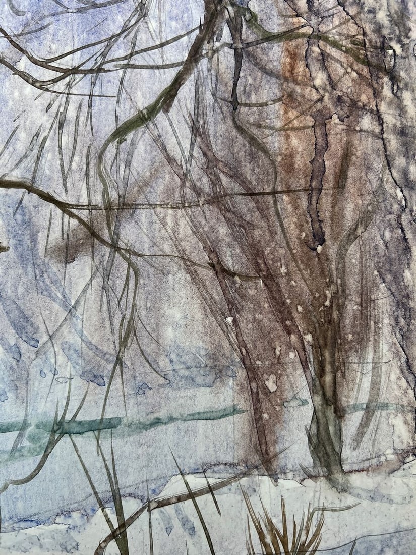 Watercolor painting It was snowing quietly V. Mishurovsky - 5