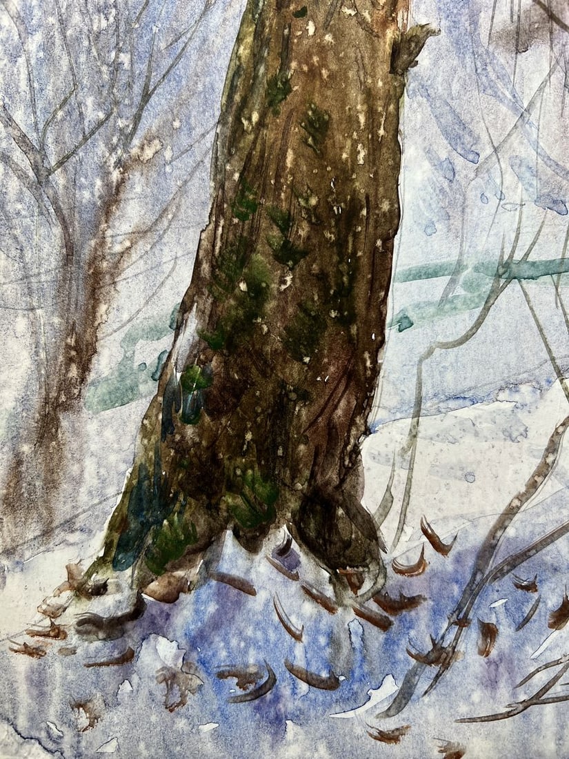 Watercolor painting It was snowing quietly V. Mishurovsky - 6