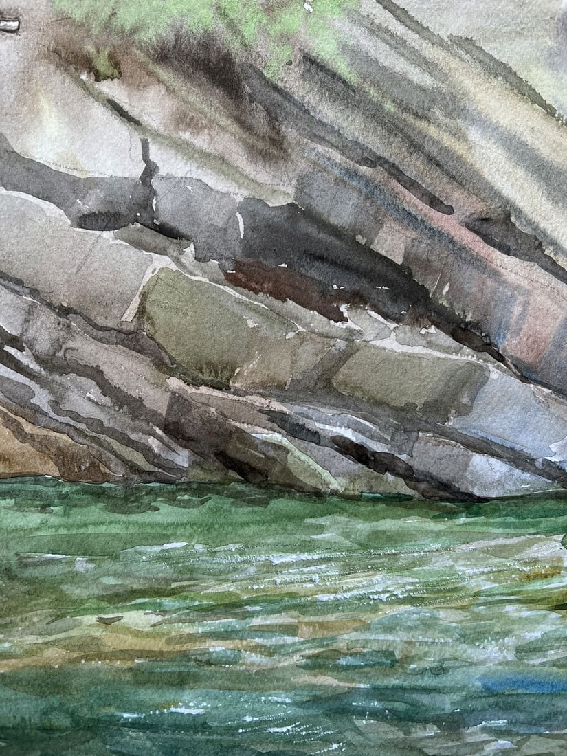 Watercolor painting Waterfall on the river V. Mishurovsky - 2