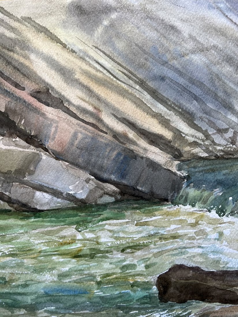 Watercolor painting Waterfall on the river V. Mishurovsky - 4