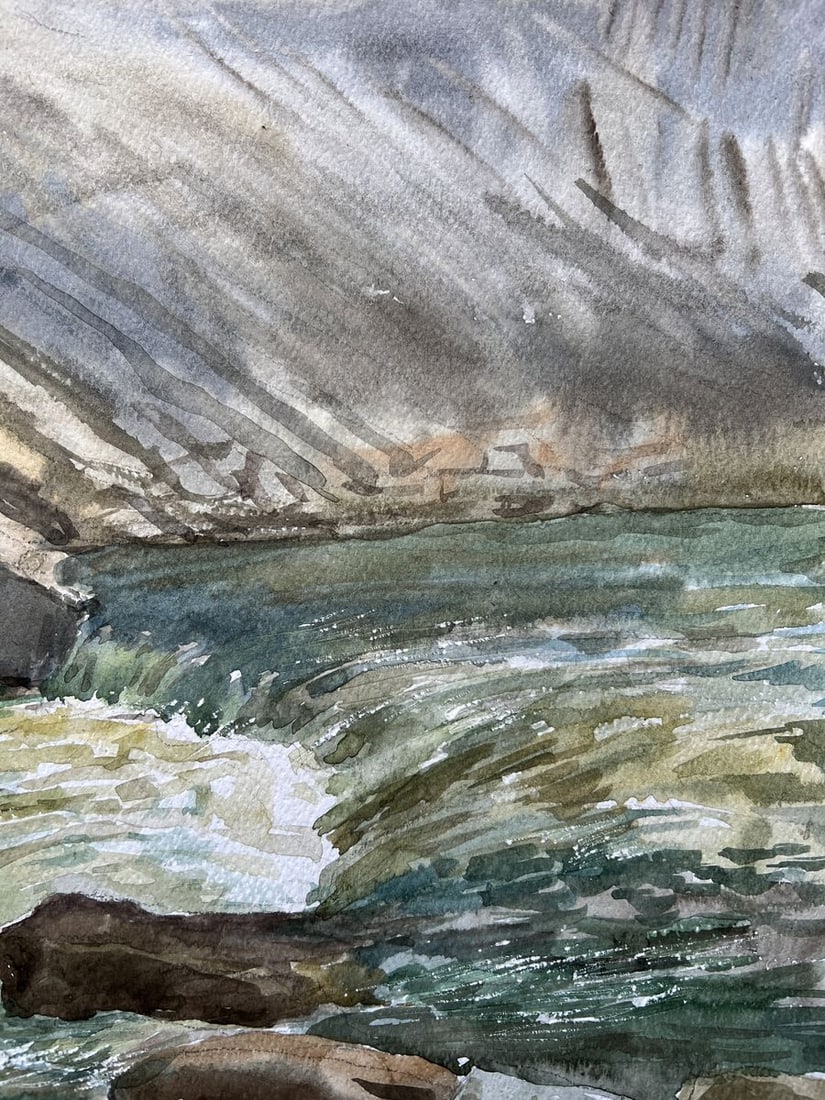 Watercolor painting Waterfall on the river V. Mishurovsky - 6