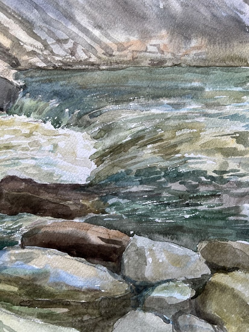 Watercolor painting Waterfall on the river V. Mishurovsky - 7