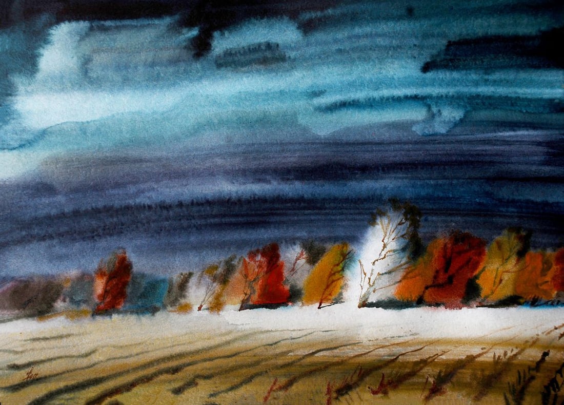 Watercolor painting Cold fall Egor Ktpatunov (1 of 5)