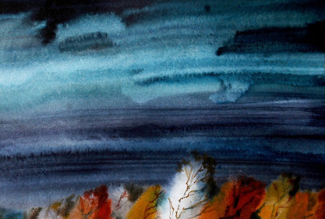 Watercolor painting Cold fall Egor Ktpatunov - 3