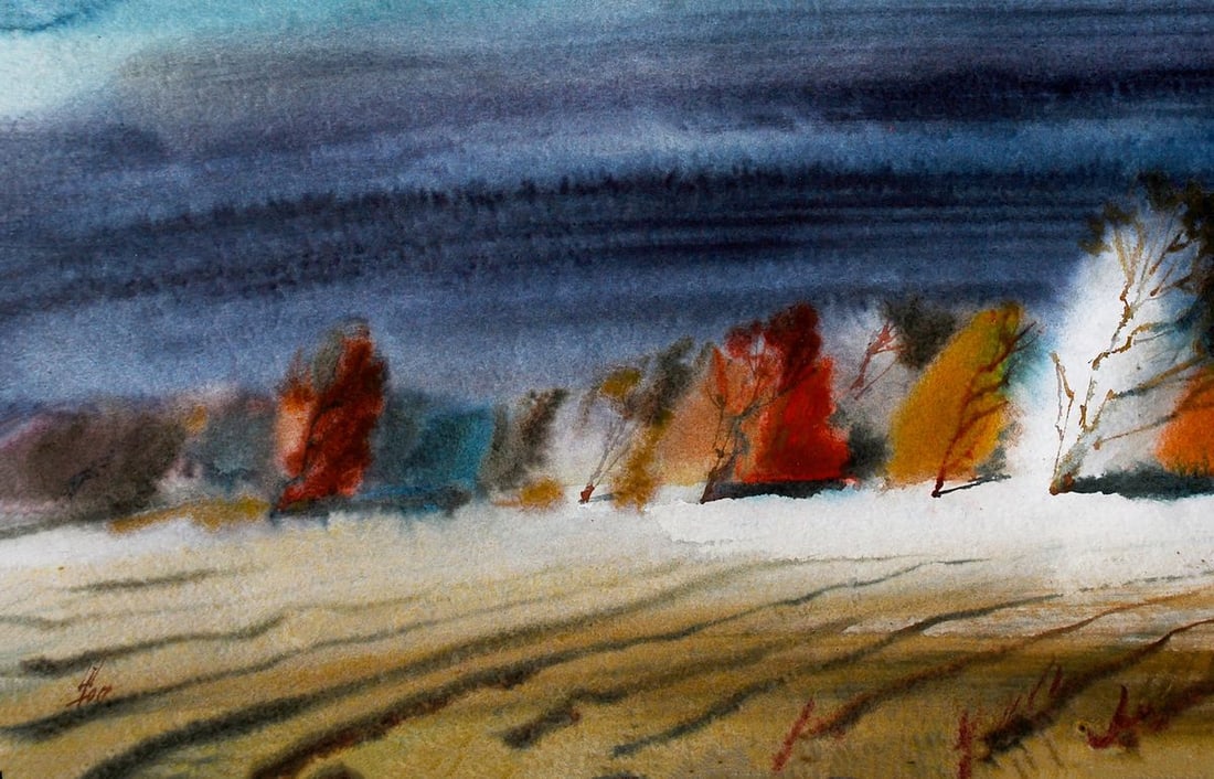 Watercolor painting Cold fall Egor Ktpatunov - 4