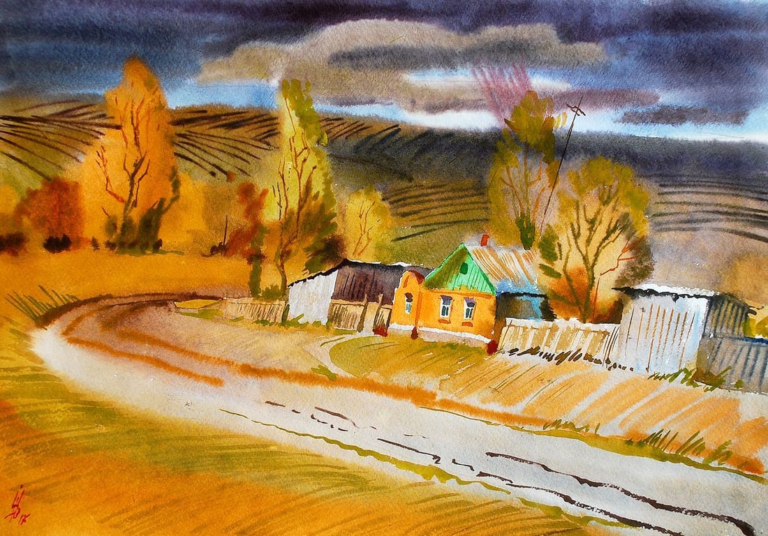 Watercolor painting On the outskirts Egor Ktpatunov: Title: Watercolor painting On the outskirts Egor Ktpatunov Description: NoSvash 62 *** ABOUT THIS PAINTING *** * TITLE: "On the outskirts" * ARTISTS: Egor Ktpatunov * SIZE: 20x30 cm/'7.87x11.81