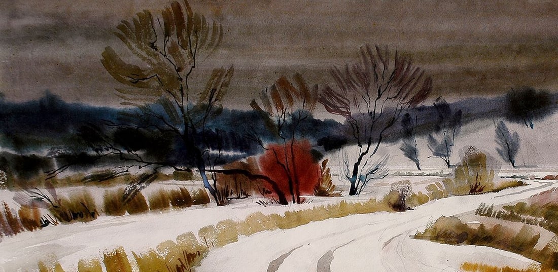Watercolor painting Winter. Obolon Egor Ktpatunov - 2