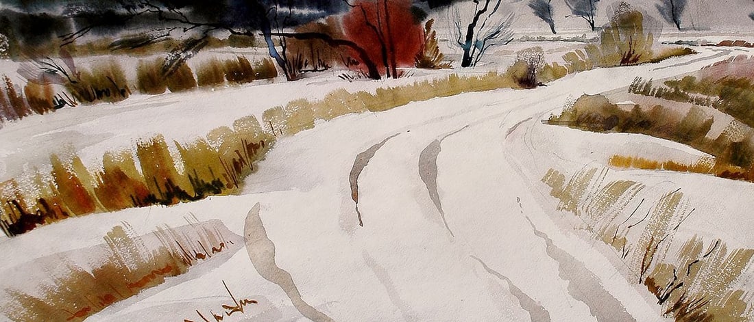 Watercolor painting Winter. Obolon Egor Ktpatunov - 4