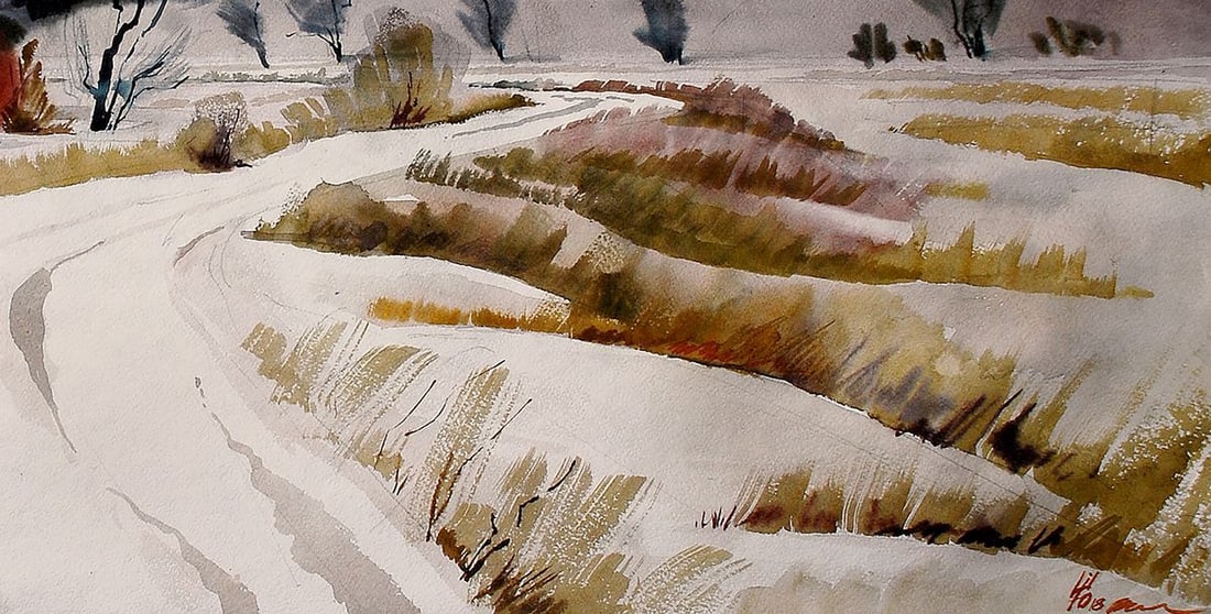 Watercolor painting Winter. Obolon Egor Ktpatunov - 5