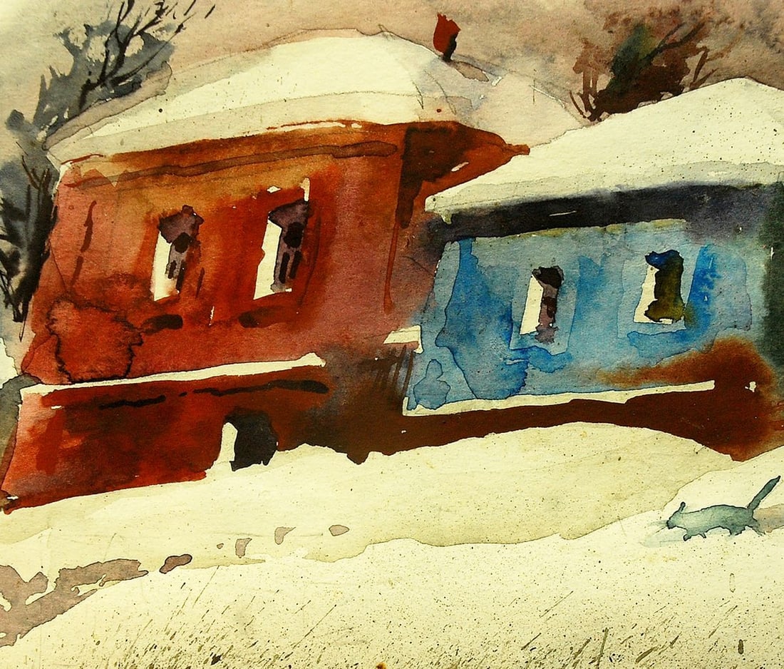 Watercolor painting Winter motif Egor Ktpatunov - 2