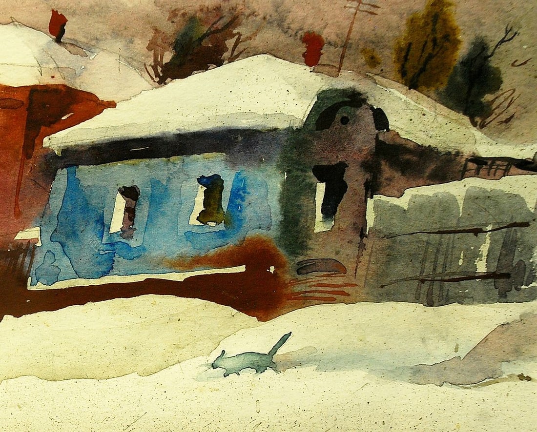 Watercolor painting Winter motif Egor Ktpatunov - 3