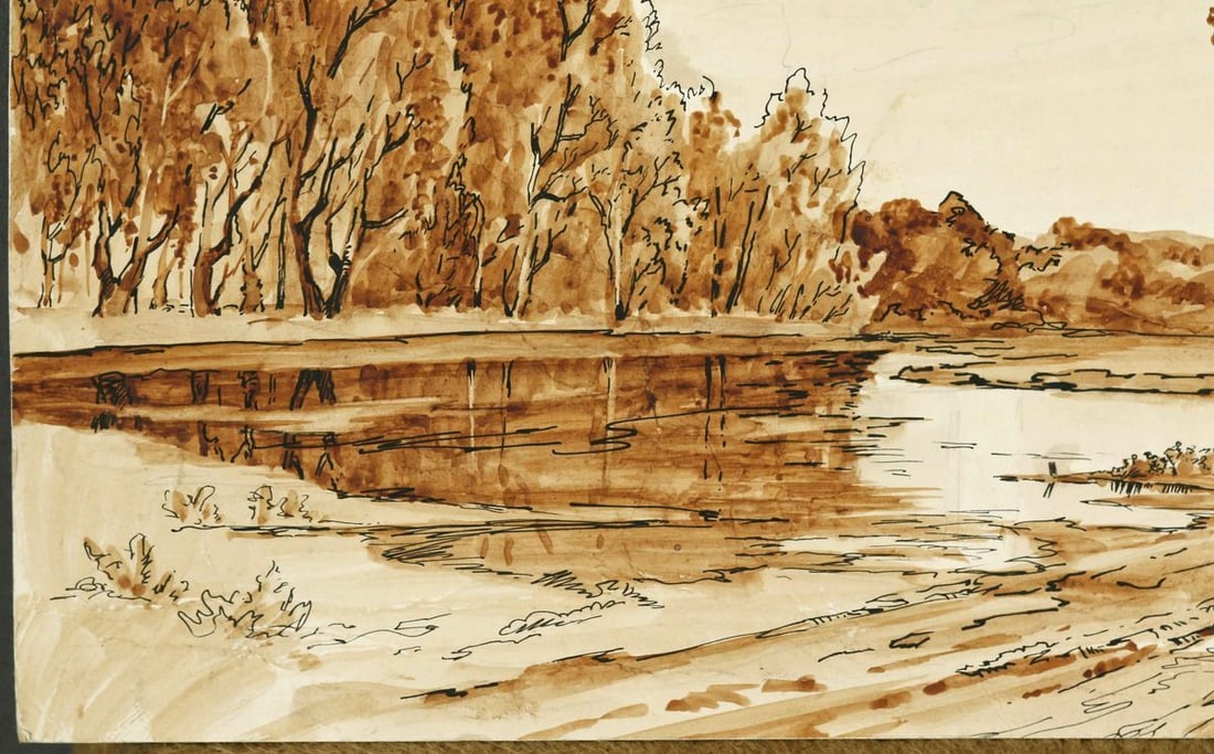 Early morning on the golden beach watercolor painting Choirs Alexander - 4