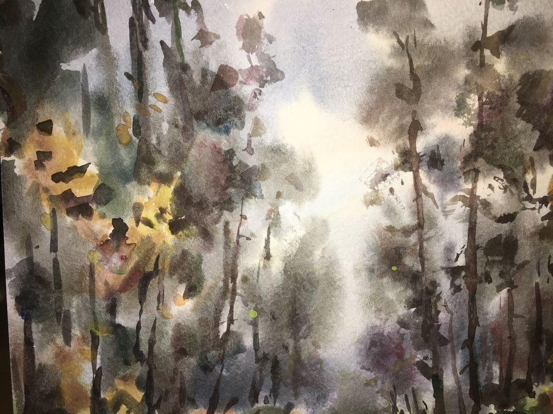 Forest landscape watercolor painitng Viktor Mikhailichenko - 7