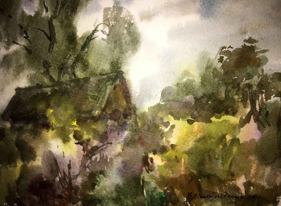 Forest landscape watercolor painting Viktor Mikhailichenko - 4