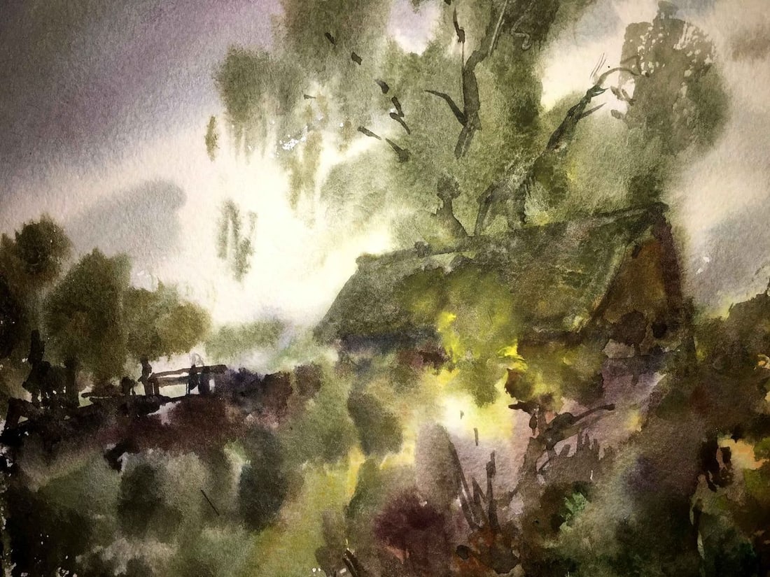 Forest landscape watercolor painting Viktor Mikhailichenko - 5