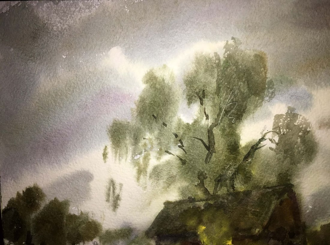 Forest landscape watercolor painting Viktor Mikhailichenko - 6