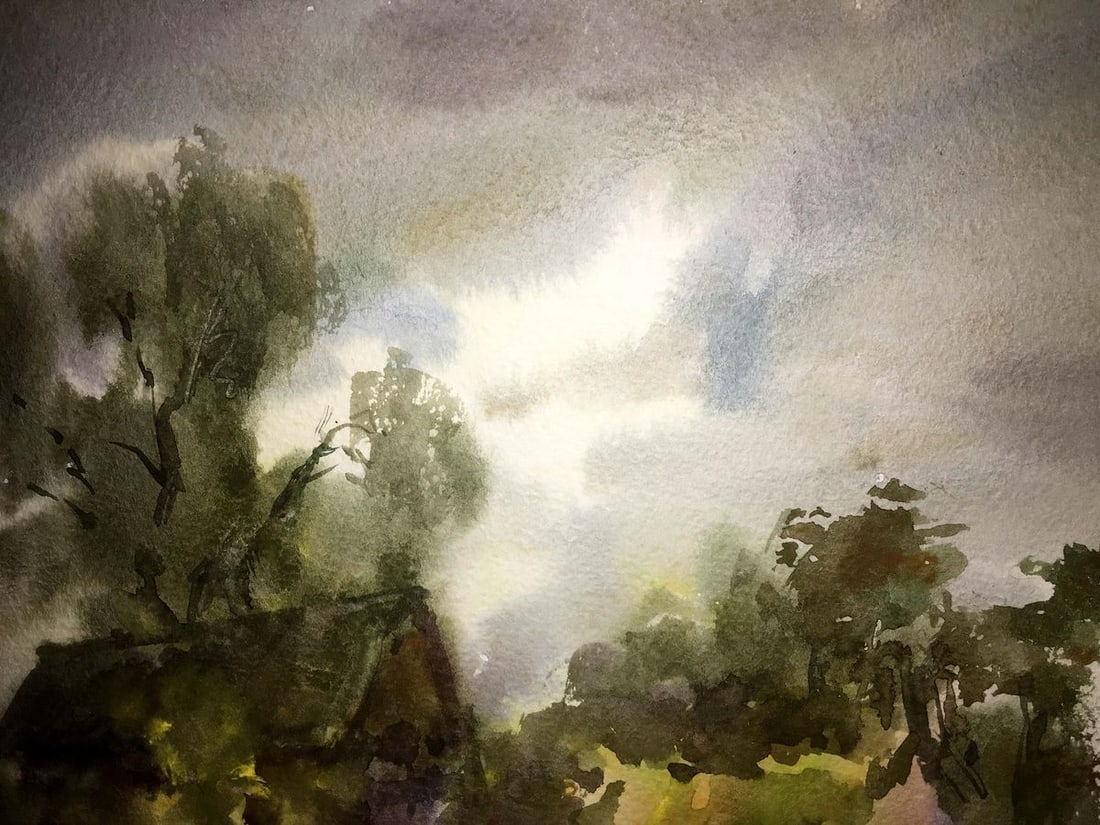 Forest landscape watercolor painting Viktor Mikhailichenko - 7