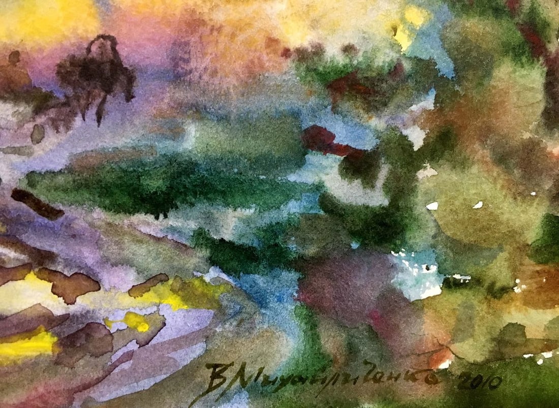 Fields watercolor painting Viktor Mikhailichenko - 2