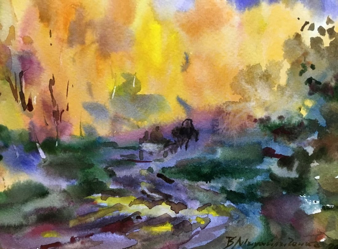 Fields watercolor painting Viktor Mikhailichenko - 3
