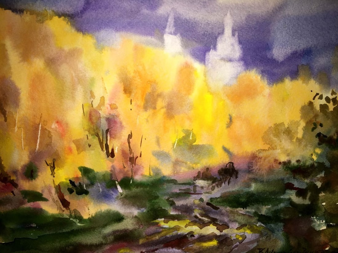 Fields watercolor painting Viktor Mikhailichenko - 4