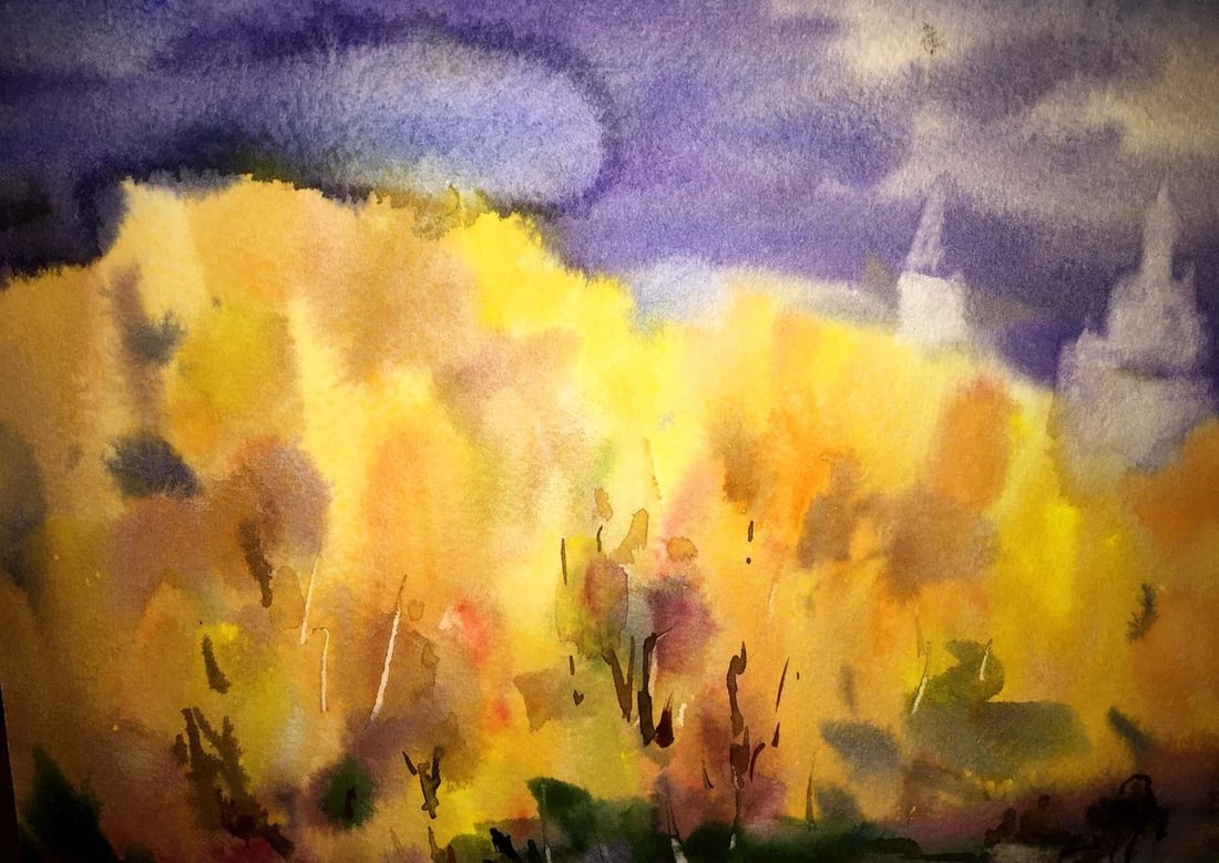 Fields watercolor painting Viktor Mikhailichenko - 6