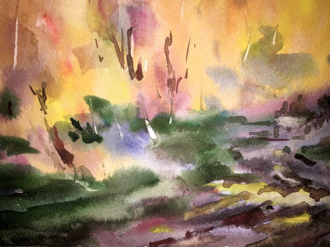 Fields watercolor painting Viktor Mikhailichenko - 8