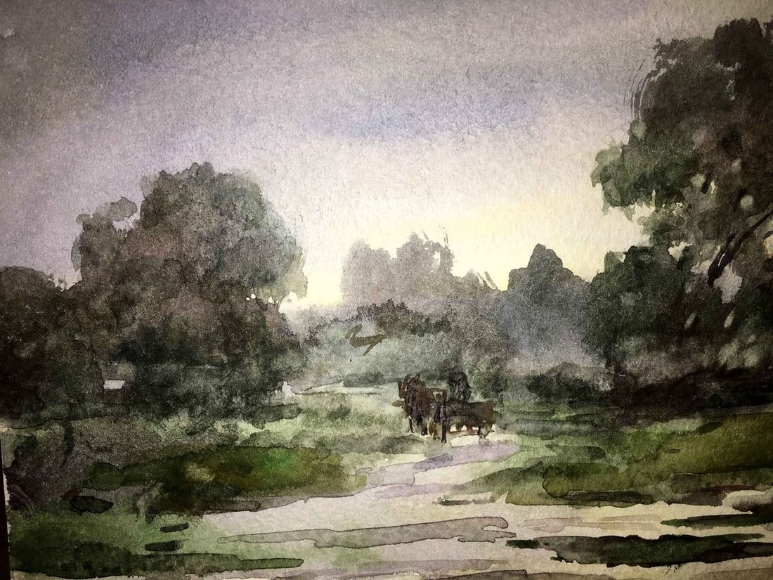 After the rain watercolor painting Viktor Mikhailichenko - 4