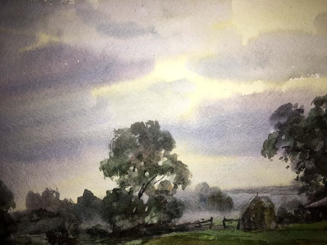 After the rain watercolor painting Viktor Mikhailichenko - 8