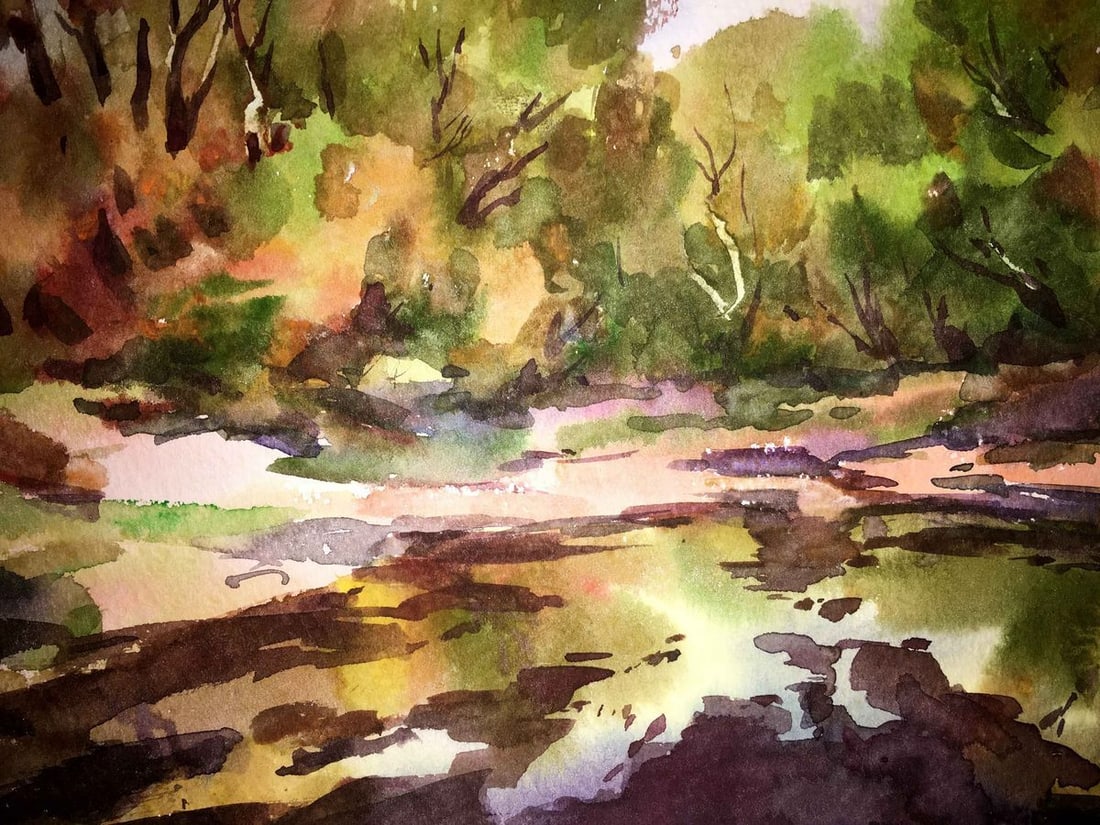 Forest landscape watercolor painitng Viktor Mikhailichenko - 4
