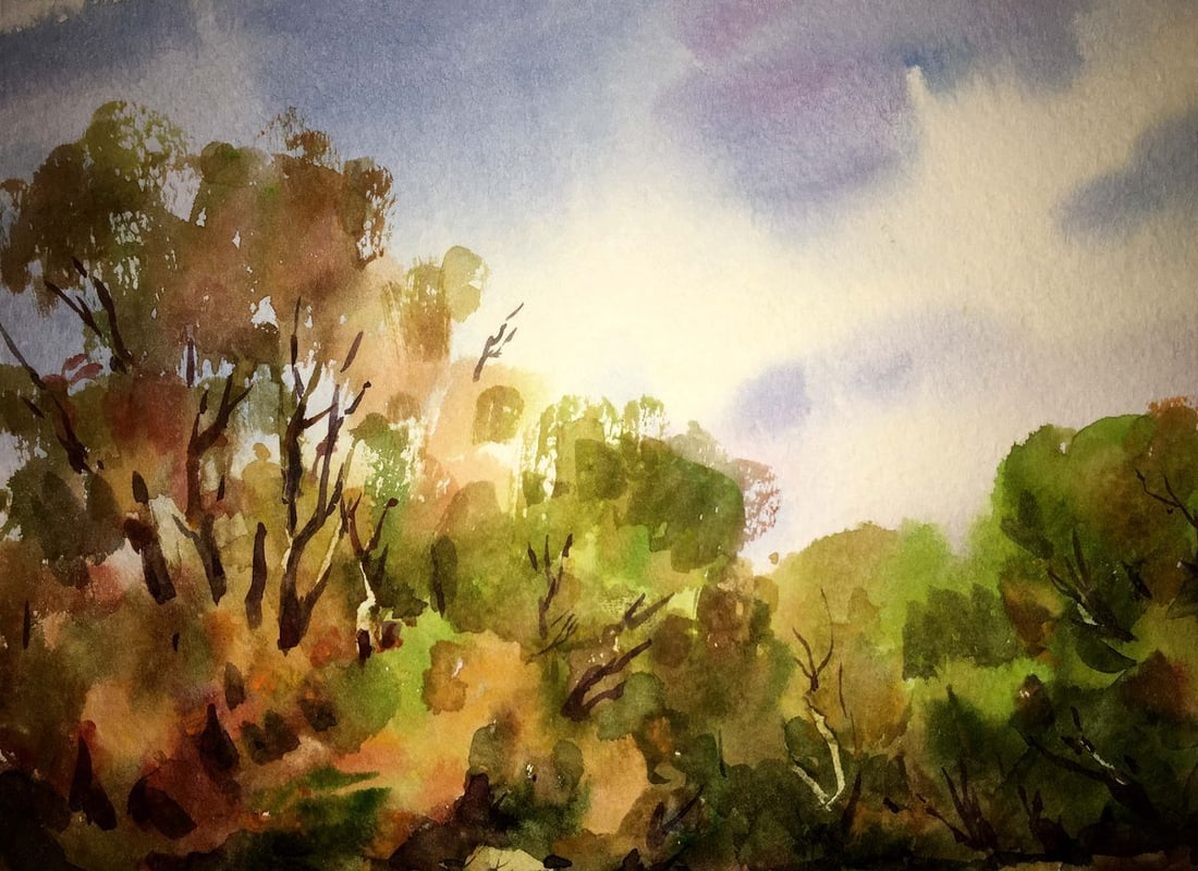 Forest landscape watercolor painitng Viktor Mikhailichenko - 5
