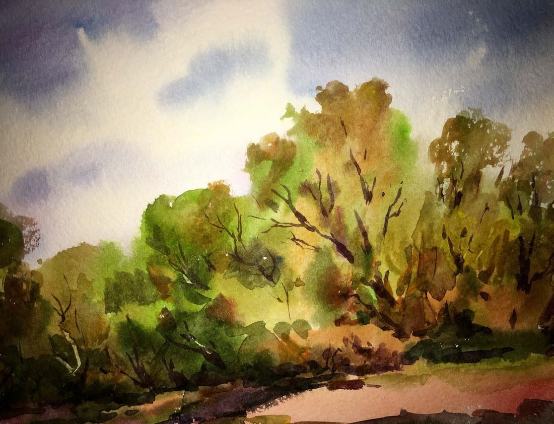 Forest landscape watercolor painitng Viktor Mikhailichenko - 6