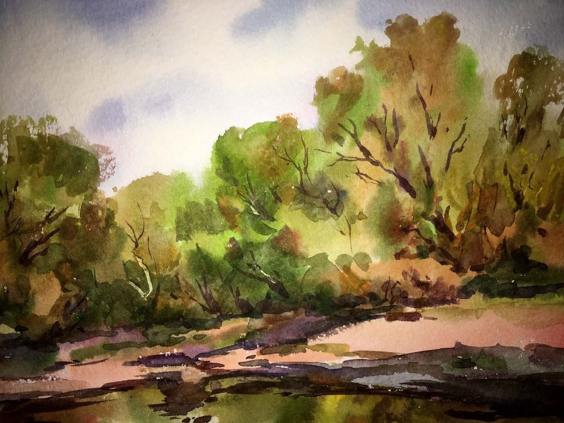 Forest landscape watercolor painitng Viktor Mikhailichenko - 7