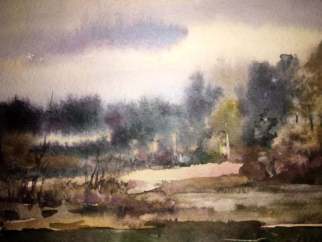 Autumn landscape watercolor painting Viktor Mikhailichenko - 5