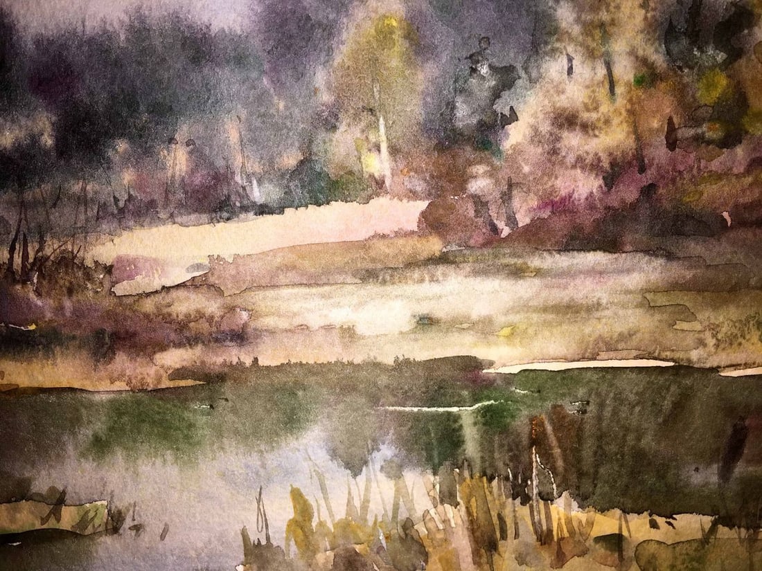Autumn landscape watercolor painting Viktor Mikhailichenko - 6