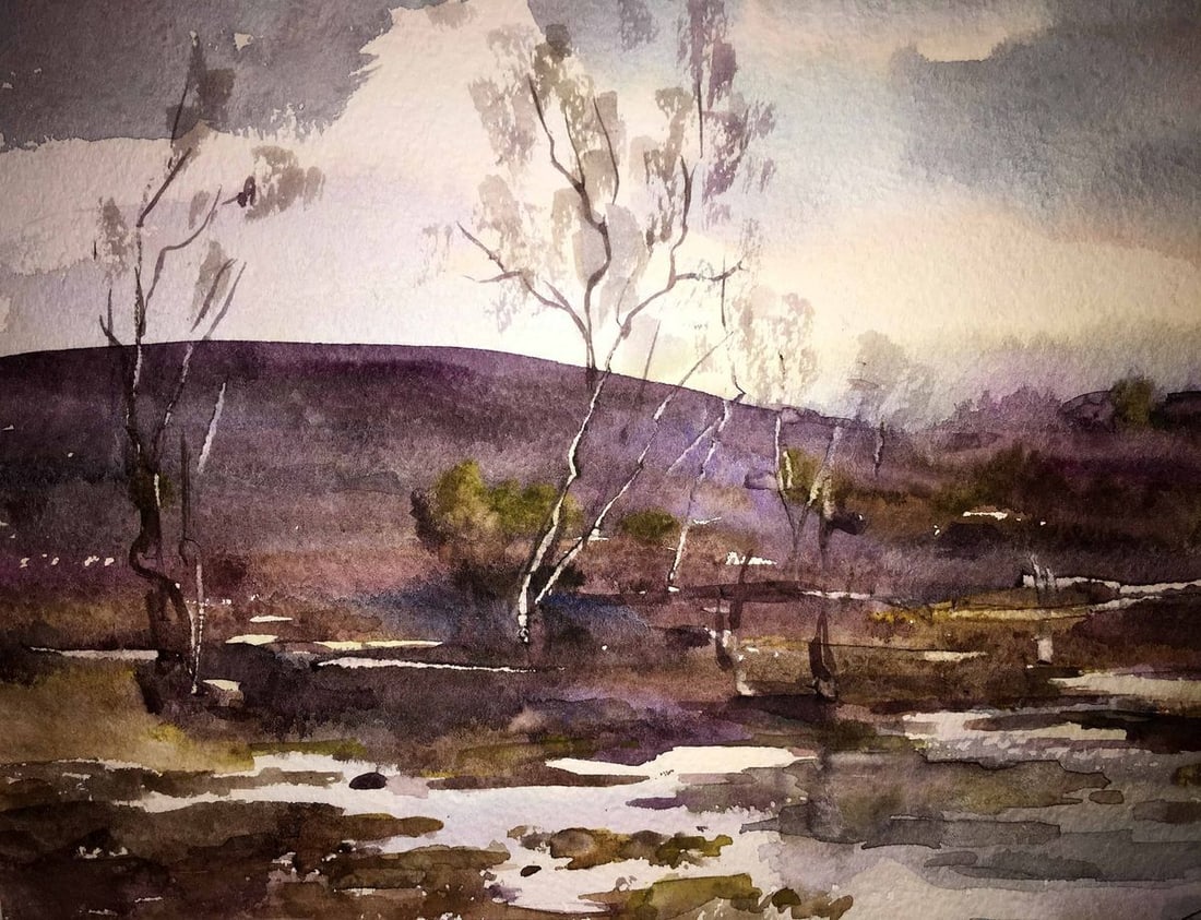 Autumn landscape watercolor painting Viktor Mikhailichenko - 4