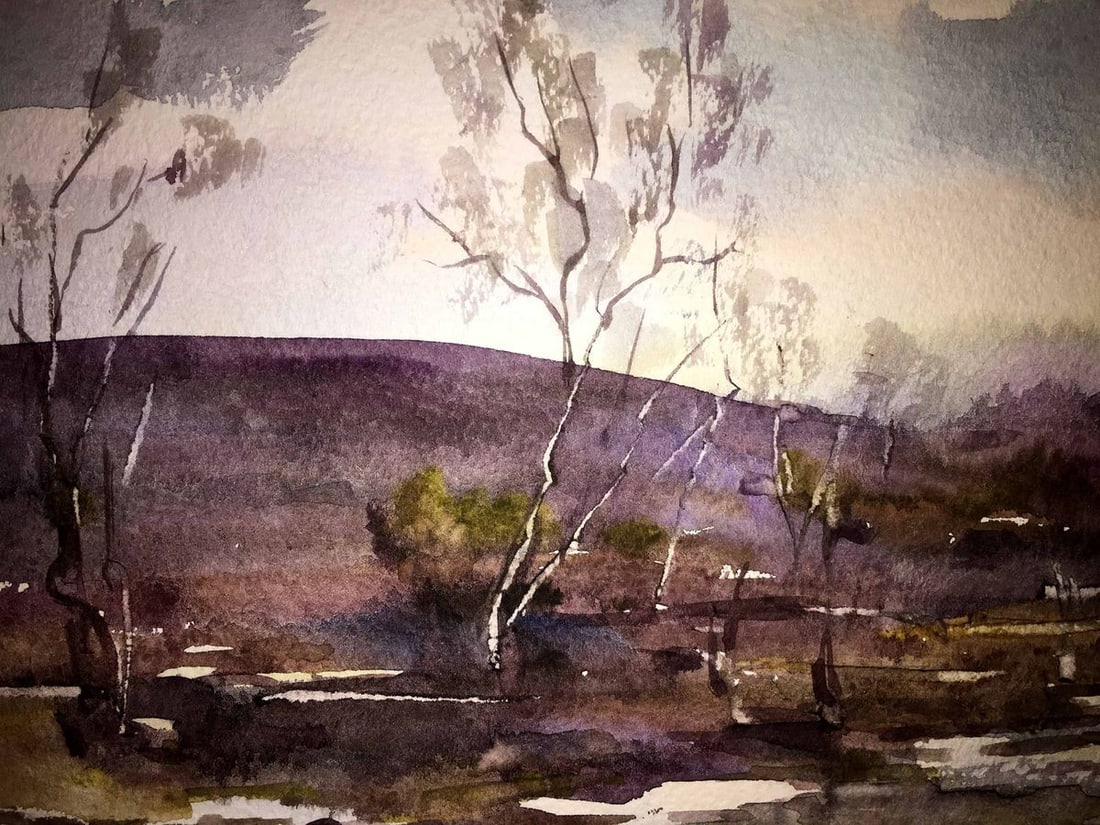 Autumn landscape watercolor painting Viktor Mikhailichenko - 5