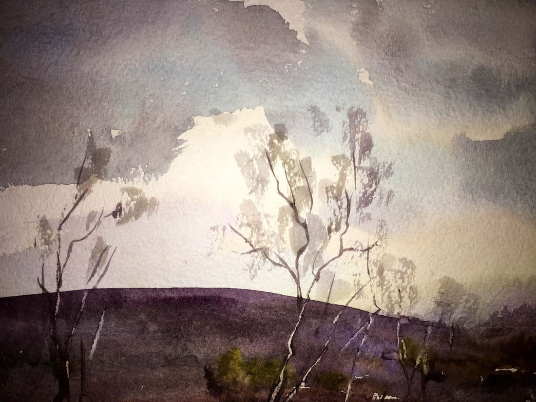 Autumn landscape watercolor painting Viktor Mikhailichenko - 6