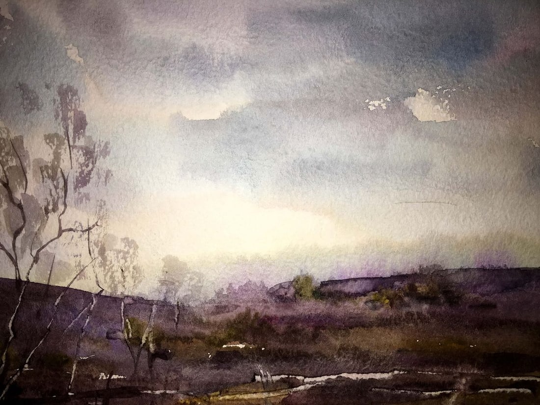 Autumn landscape watercolor painting Viktor Mikhailichenko - 7