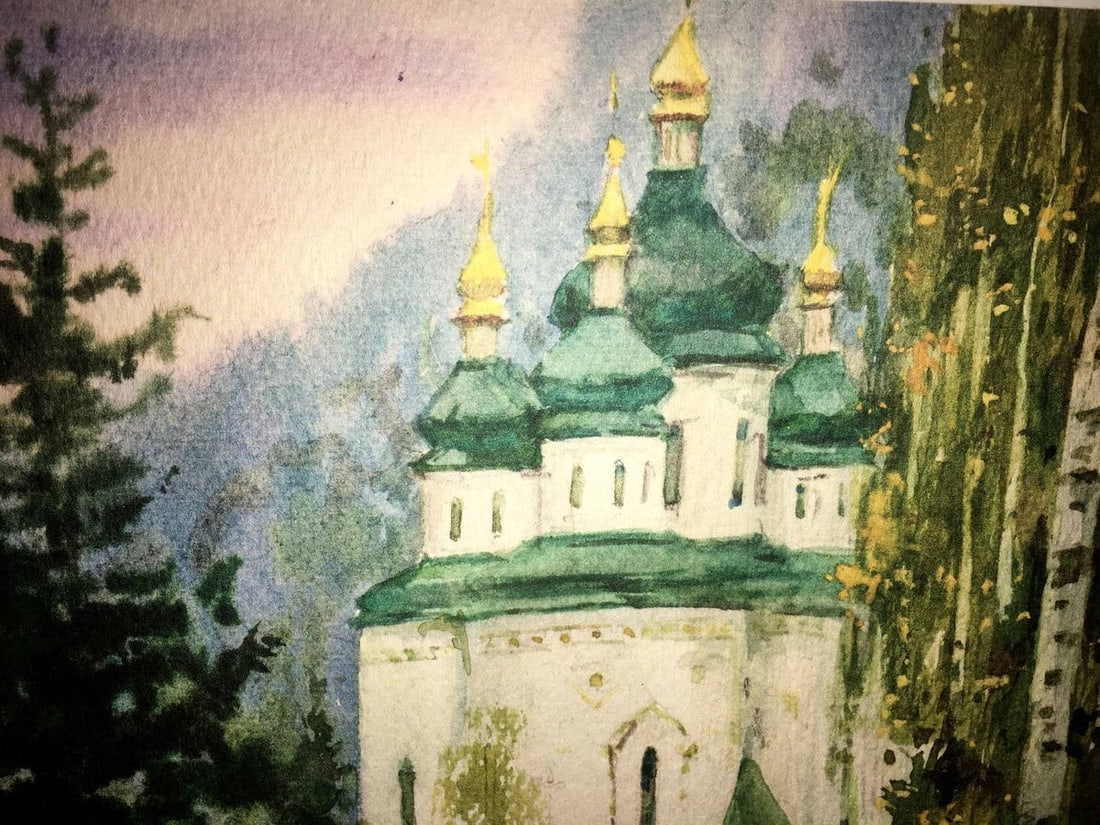 Monastery watercolor painting Viktor Mikhailichenko - 4
