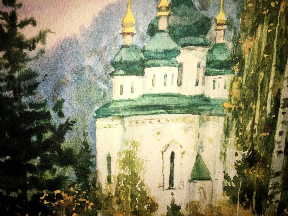 Monastery watercolor painting Viktor Mikhailichenko - 5