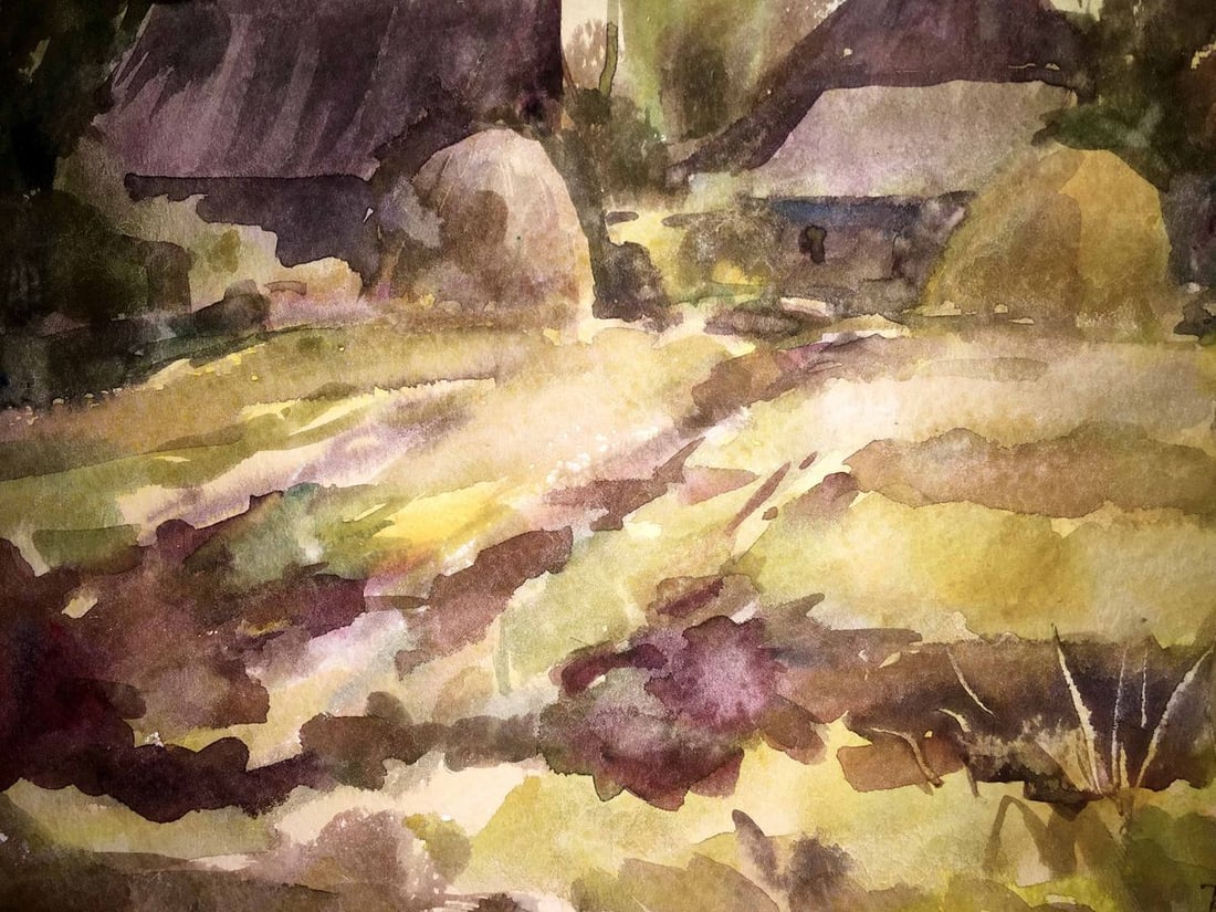 Fields landscape watercolor painting Viktor Mikhailichenko - 5