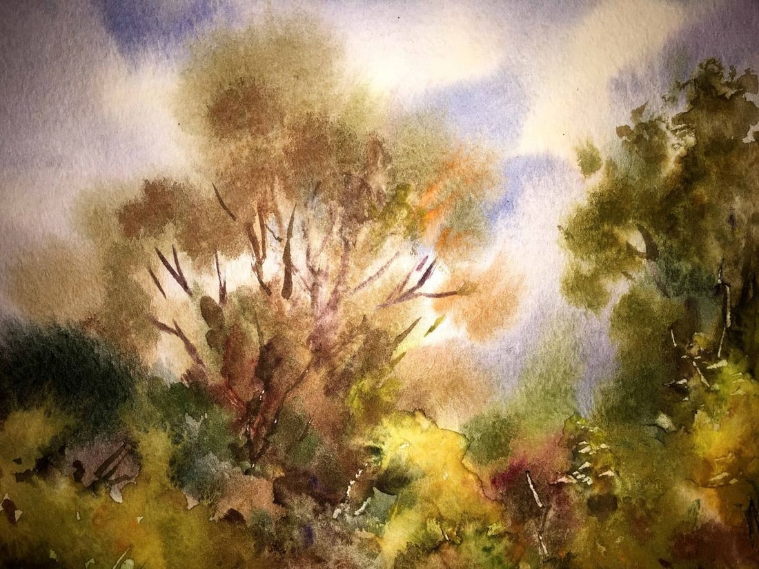 Forest landscape watercolor painting Viktor Mikhailichenko - 4