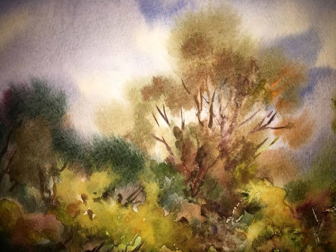 Forest landscape watercolor painting Viktor Mikhailichenko - 5