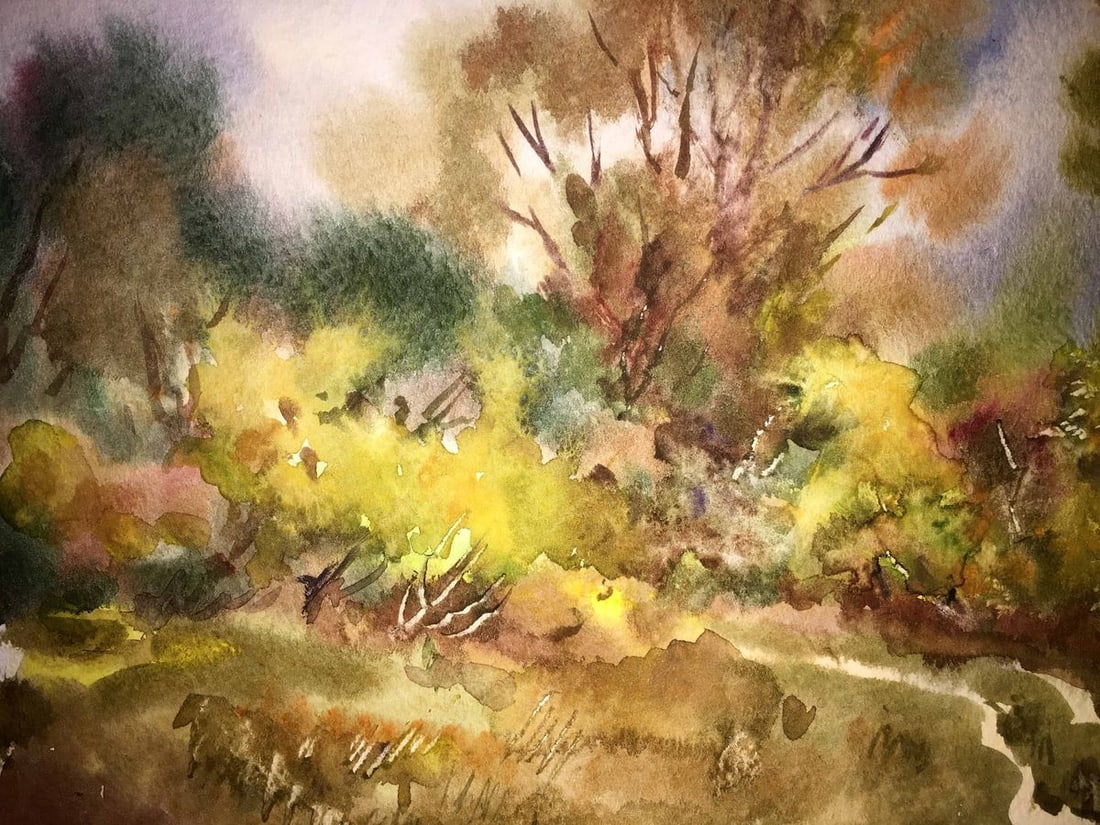 Forest landscape watercolor painting Viktor Mikhailichenko - 6