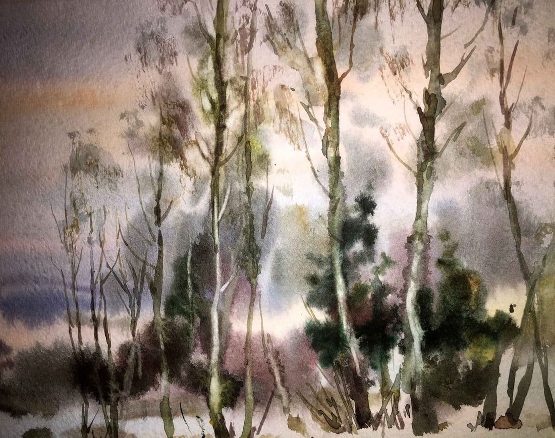 End of winter watercolor painting Viktor Mikhailichenko - 3