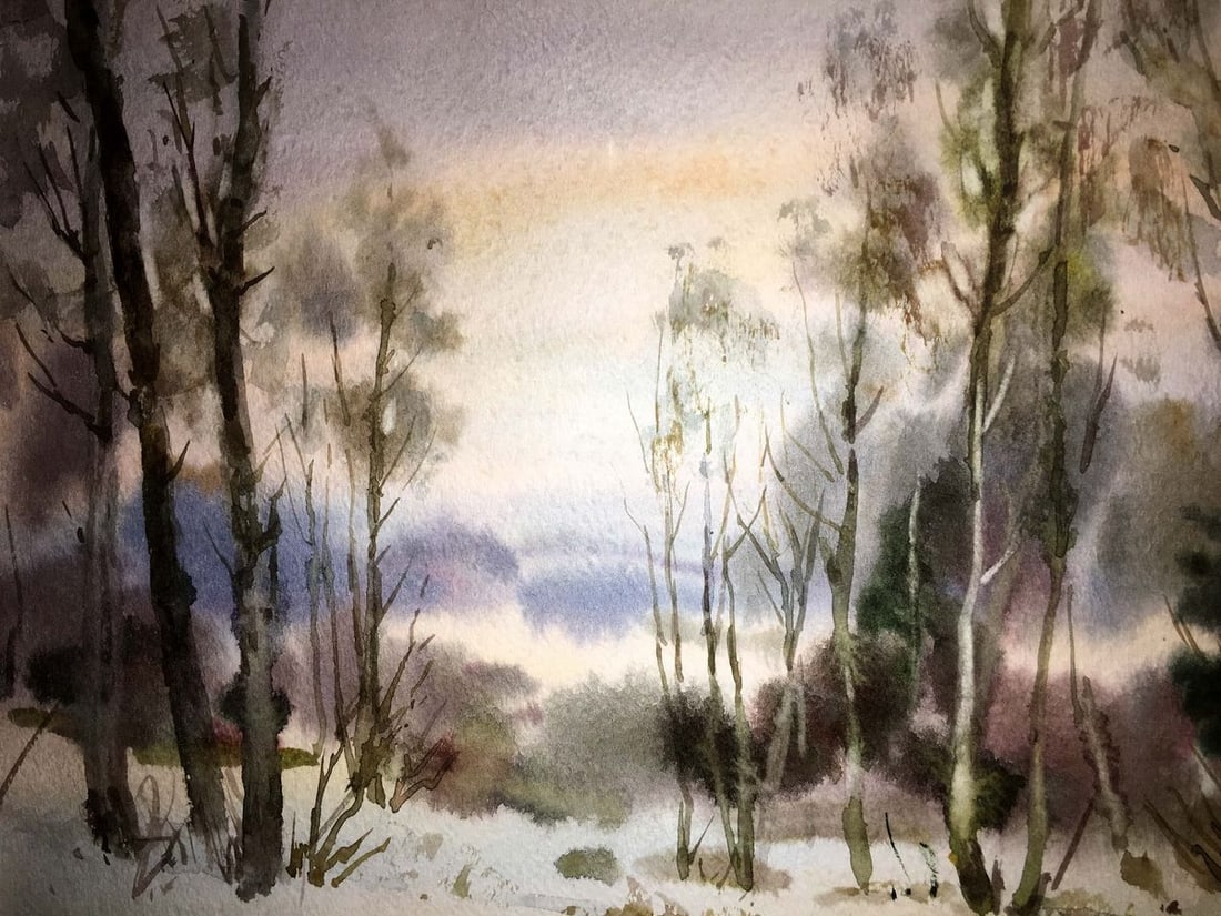 End of winter watercolor painting Viktor Mikhailichenko - 5